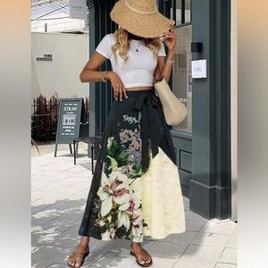 NWT DOSE Floral Print high waisted summer maxi a-line Skirt size S